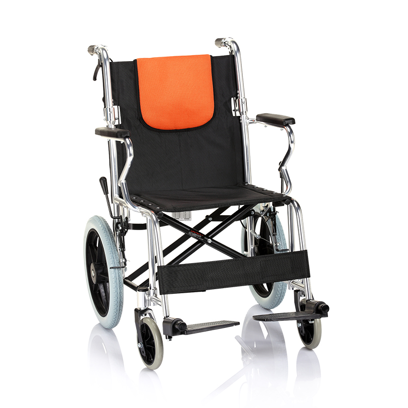 鱼跃yuwell H056C 手动轮椅车 折背护理型 铝合金软座便携 可折叠免充气老人手推轮椅车小轻量化