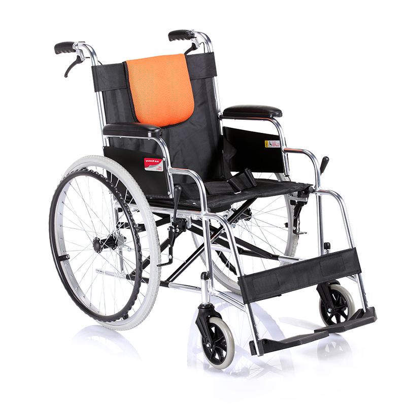 鱼跃yuwell H062 手动轮椅车 可折叠 铝合金款 轮椅折叠轻便老人手动代步车手推 加强铝合金免充气 