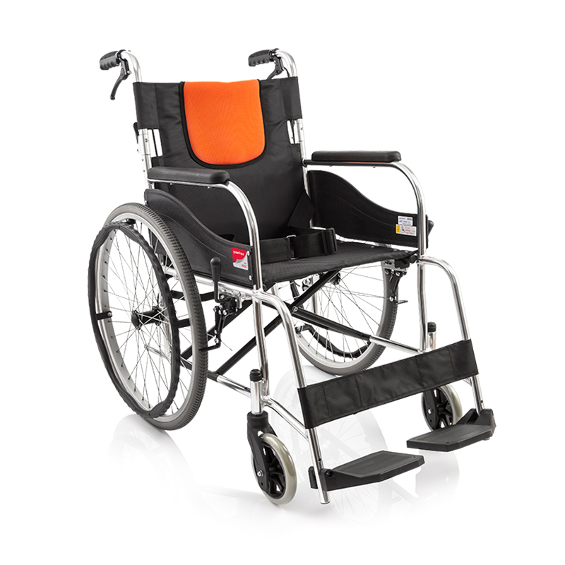 鱼跃yuwell H062C 手动轮椅车 铝合金折背型 可折叠 轻便小体积 特制铝合金软座免充气减震轻便 手动可折叠老人轮椅车