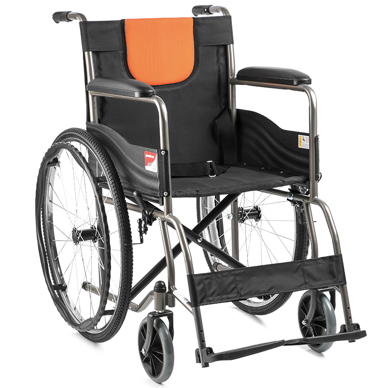 鱼跃yuwell H050 全钢管加固基本型轮椅 可折叠 老人轮椅车老年轻便折叠轮椅